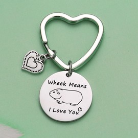JIUSHUN Guinea Pig Keychain - Guinea Pig Lover, Mom Gift For Wife Birthday Jewelry from Husband Valentine's Day Keychain, Gift For Girlfriend Jewelry, Stainless Steel Keyring