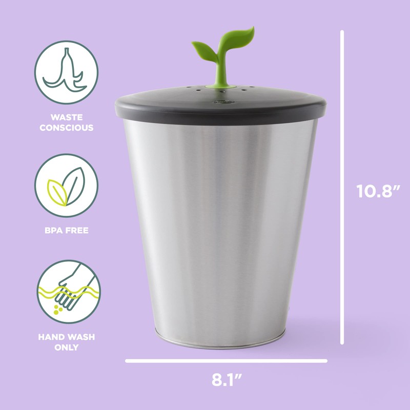 Chef'n 5269025 ECOCROCK COMPOST Papelera, 75 galones, acero gris