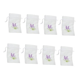 Mobestech 8pcs Lavender Sachet Drawstring Bags Small Empty Pouches for DIY Crafts Wedding Party Aromatherapy Storage Organiser with Lavender Pattern