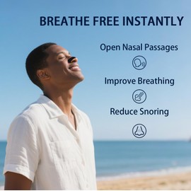 WLTHO 50ct Nasal Strips for Snoring Black Nose Strips for Breathing & Sleeping Extra Strength Drug-Free Snore Strips to Relieve Nasal Congestion