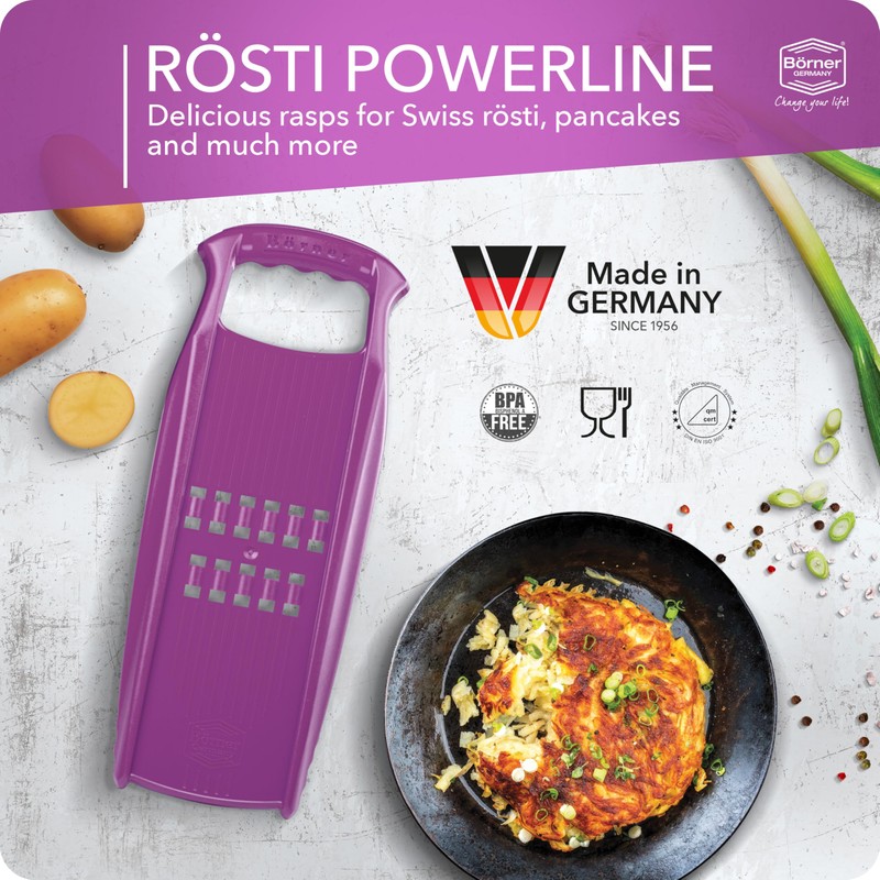 Börner Rösti PowerLine ポテトおろし器 • スイスロスティ(ポテトハッシュブラウン)用野菜おろし器 ズッキーニフリッター • 生ポテト、ズッキーニなど用の野菜シュレッダー •