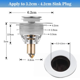Fengyang Pack of 2 Drain Plugs, Sink Drain Plug, Pop Up Sink Plug for Kitchen Sink, Bathroom, Washbasin Wash