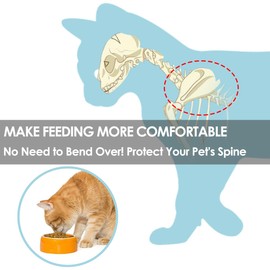 Ceramic Elevated Cat Food Bowls, with Non-Slip Mat,Raised Cat Bowls for Indoor Cats, Ceramic Cat Food Bowls with Stand,Cat Bowl Whisker Friendly (Blue+Pink)