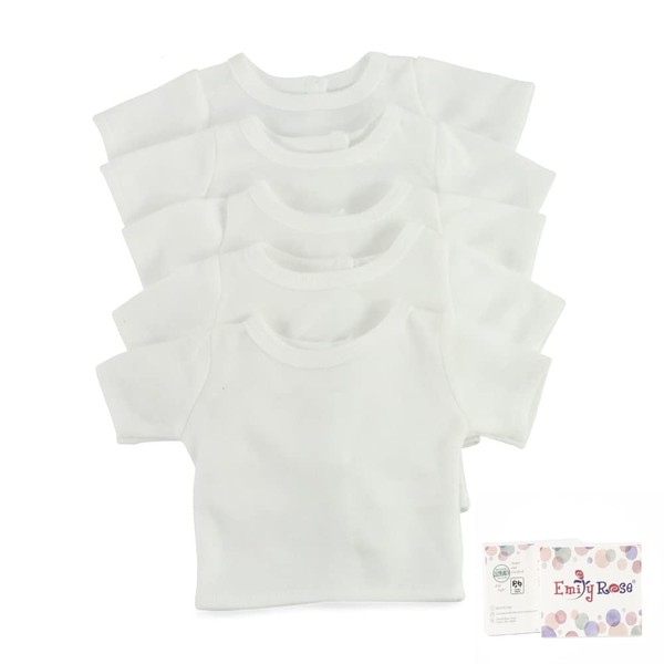 Emily Rose Doll Clothes Clothing 14.5 Inch Doll 5-PC Value Pack Plain White T-Shirts Tees for Craft Girl Kid Party Activity | Gift-Boxed! | Compatible with 14" Wellie Wishers Hard-Bodied Dolls