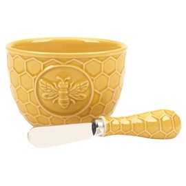 Certified International Embossed Honeycomb Dip Bowl with Spreader