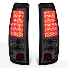PM PERFORMOTOR Full LED Tail Lights Brake Lamps Assembly Compatible with 99-03 Chevy Silverado/GMC Sierra,Chrome Housing/Smoked Lens