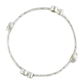 NOVICA Artisan Handmade Peridot Bangle Bracelet Sterling Silver from India Green Birthstone [7.5 in Inner Circ. x 0.2 in W] ' Tango'