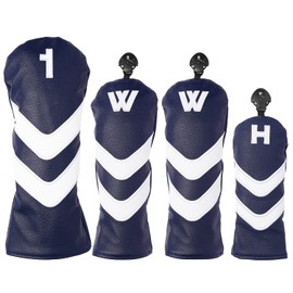 Golf Wood Head Covers Set of 4,Wood Golf Head Covers, Golf Club Head Covers Set Golf Club Covers for Drivers Golf Club Head Covers for Woods and Hybrids UT Head Covers (Blue)