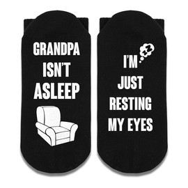 Grandpa isn't Asleep, I'm Just Resting My Eyes Socks, EYLEER Funny Novelty Funky Grandpa Gifts Anti-slip Socks Birthday Christmas Stocking Stuffers Father's Day Retirement Gifts for Men Grandpa Dad
