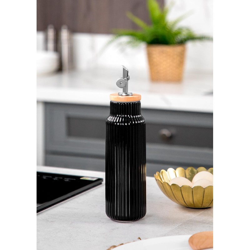 Nucookery Ceramic Olive Oil Dispenser Bottle for Kitchen, 14 oz