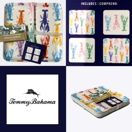 Tommy Bahama 4 Tommy Bahama 6" Square Melamine Appetizer Side Plates Colorful Lobsters Assort
