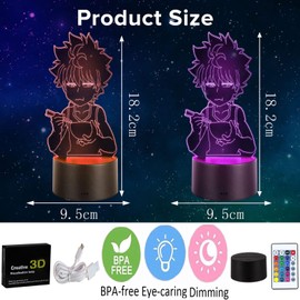 QQAAMZ Anime 3D LED Lamp Hunter X Hunter Killua and Gon for Bedroom Decoration Night Light Acrylic Neon Birthday Killua Cute DIY New Year Gifts