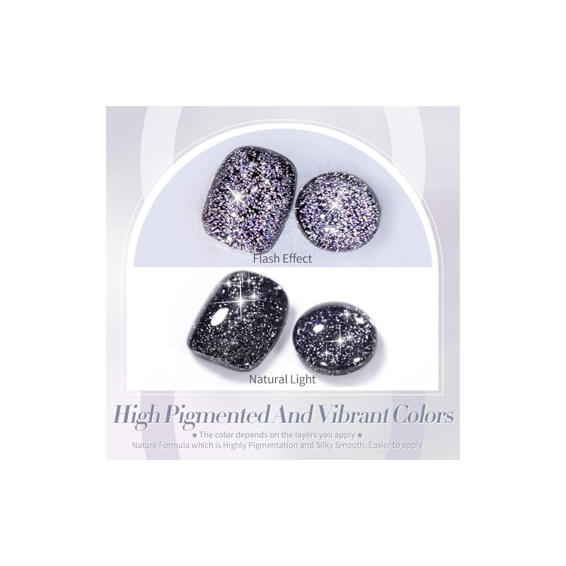 Born Pretty UV Nagellack Glitzer Schwarz Reflektierendes Gel Nagellack UV