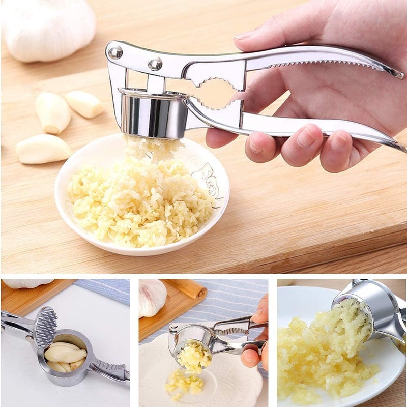 Garlic Press，Knoblauchpresse Edelstahl，für Frischen Knoblauch/Ingwer/Nuss.