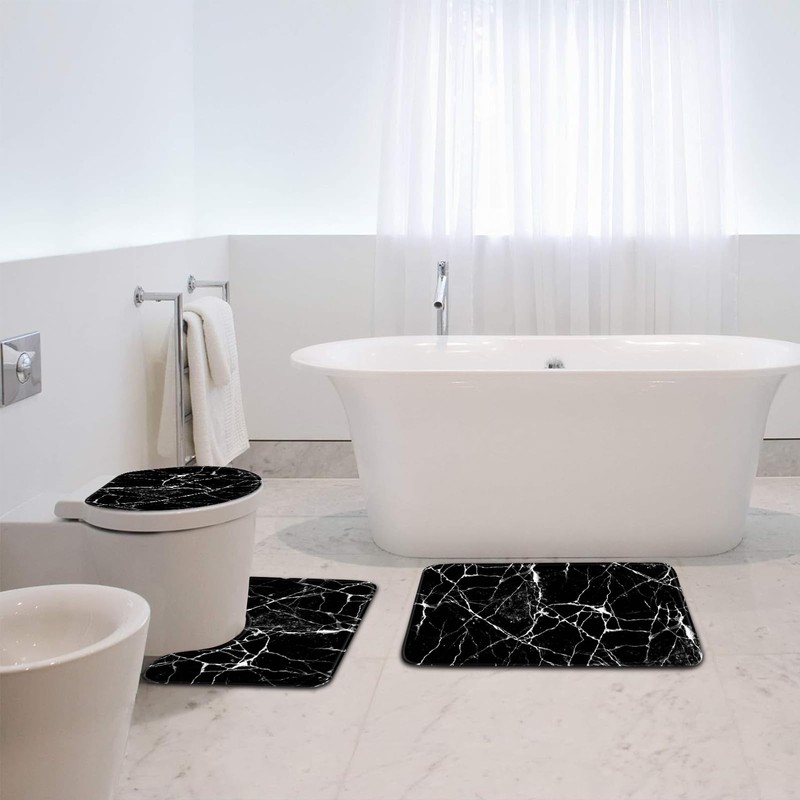 COCIVIVRE 3 Pieces Bath Mat Sets, Toilet Mats, Non-Slip, Water
