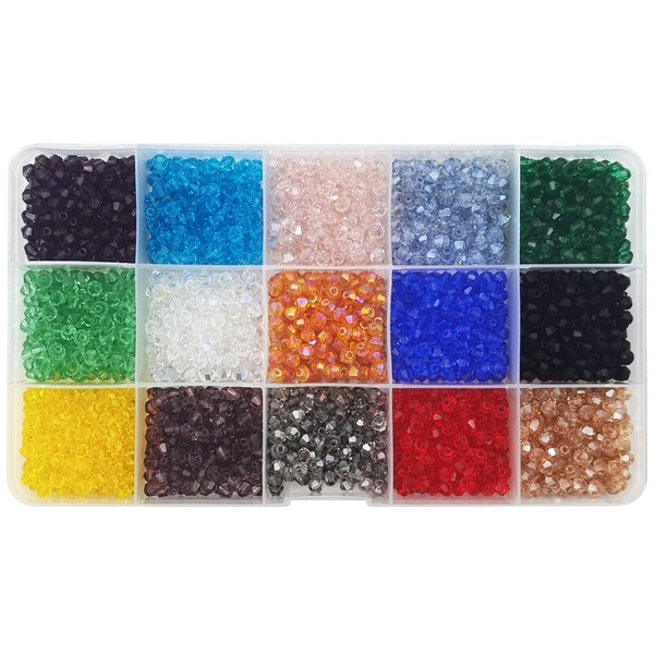 INSPIRELLE Approx 2400pcs 4mm Transparent Multicolor Bicone Beads for Jewelry