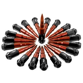 VMS Racing 20PC 112mm Cold Forged Steel Lug Nuts with Red Extended Bullets in Aluminum Compatible with Honda Civic 5 Lug Wheel Pattern