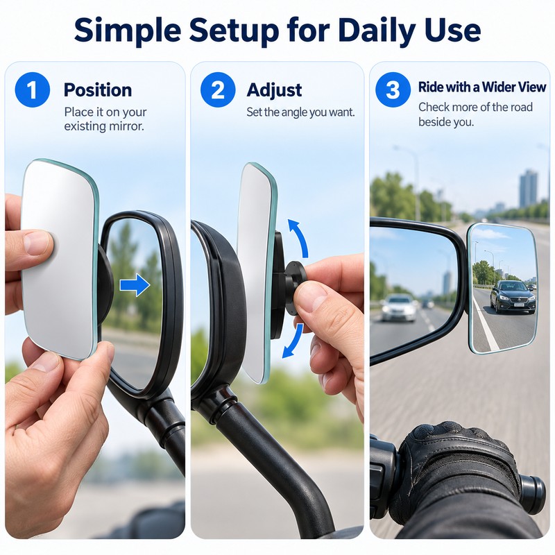 Wide-Angle Blind Spot Mirror for Car & Motorcycle – 360°