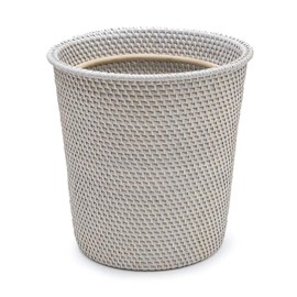 Asia-kobo by ELEMENTS stc-13976-gy-13698 Trash Can with Bag Stopping Ring [Grayish White] Stylish Basket Basket Rattan Rattan