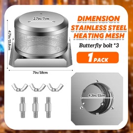 Zonon 1 Pcs Outdoor Patio Heater Replacement Parts - Stainless Steel Burning Net and Base - 4-Sided Pyramid - Suitable for Most Square Glass Propane Heaters