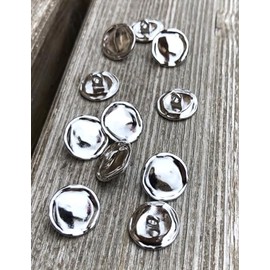 Pack of 10 Modern Silver Coloured Shiny Metal Buttons Eyelet Buttons 9 mm, 15 mm, 20 mm or 23 mm (23 mm)