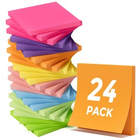 MaxGear Sticky Notes 3x3, 24 Pads Colorful Sticky Pads, Strong Adhesive Self-Stick Note Pads, Super Sticking Power Memo Pads, Leave Reminders Sticky Note on Smooth Surface, 60 Sheets/Pad