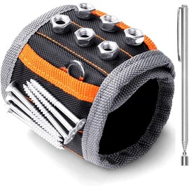 BRIMIX Adjustable Magnetic Wristband + Wrist Dustpan, 15 Powerful Magnets for Carrying Screws, Tools, Nails, Drills, Nails, Men, Women