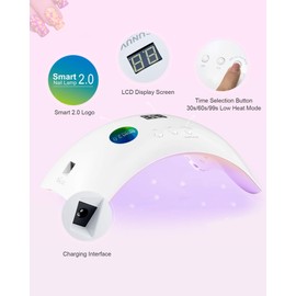 SUNUV UV LED Nail Lamp for Gel Nails with 30, 60, 99 s Timer Settings, Automatic Infrared Sensor, LCD Display, Suitable for Home and Salon, Valentine's Day Gift for Women