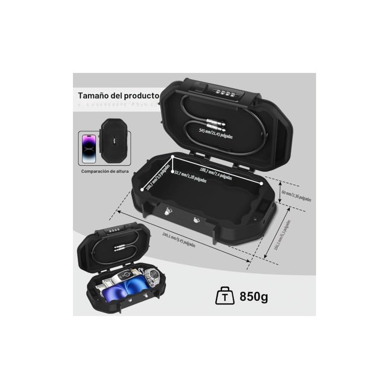 Diyife Caja Fuerte Portátil Impermeable IP68, Código 4 Dígitos