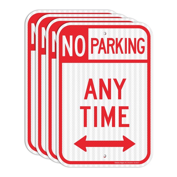 Faittoo 4 Pack No Parking Anytime Sign with Arrows, No
