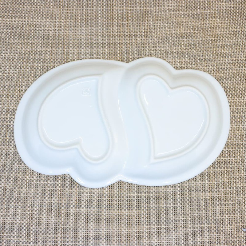Divider Plate, Arita Ware, Hasamiyaki, Colored Polka Dot Heart Partition