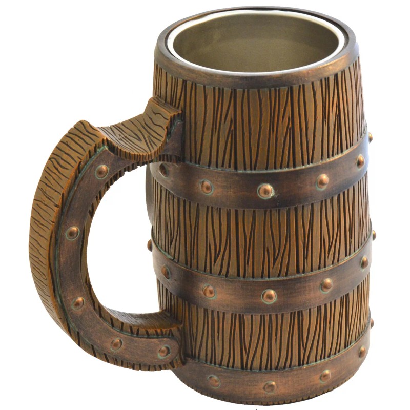 Lotus Wood Barrel Mug Design With Single Cigar Rest -