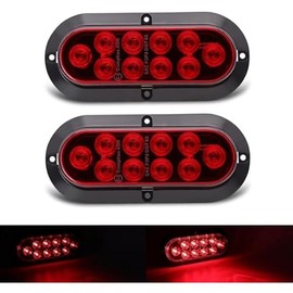 TMH 6" Oval Red LED Trailer Tail Light Surface Mount 10 LED Waterproof Stop Brake Turn Trailer Lights for Truck RV Bus Lorry Low-High Brightness 12V DC, 2PCS