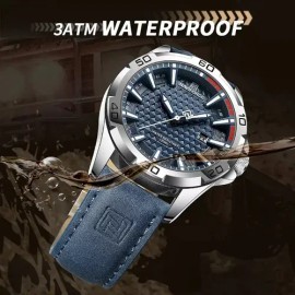 Naviforce Reloj Deportivo Impermeable  Quartz Sport Watch, Blue Dial, Silver Bezel                                                                    