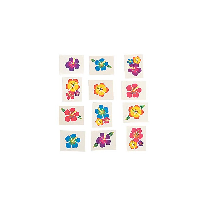 Fun Express Hibiscus Glitter Tattoos (Package of 36)