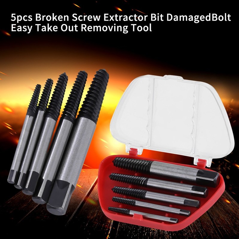 5Pcs Screw Extractor Kit Damaged Broken Bolt Screw Remove Set