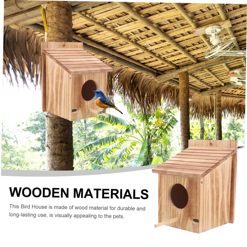 BUGUUYO Wooden Bird House Nesting Box for Birds Outdoor Feeding