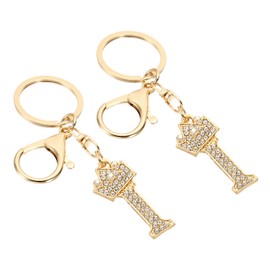 PATIKIL Initial Letter Keychain, 2 Pcs Letter I Crown Design Charm with Crystal Diamonds Decorative Alphabet Pendants for Bag Backpack DIY Craft, Gold Tone