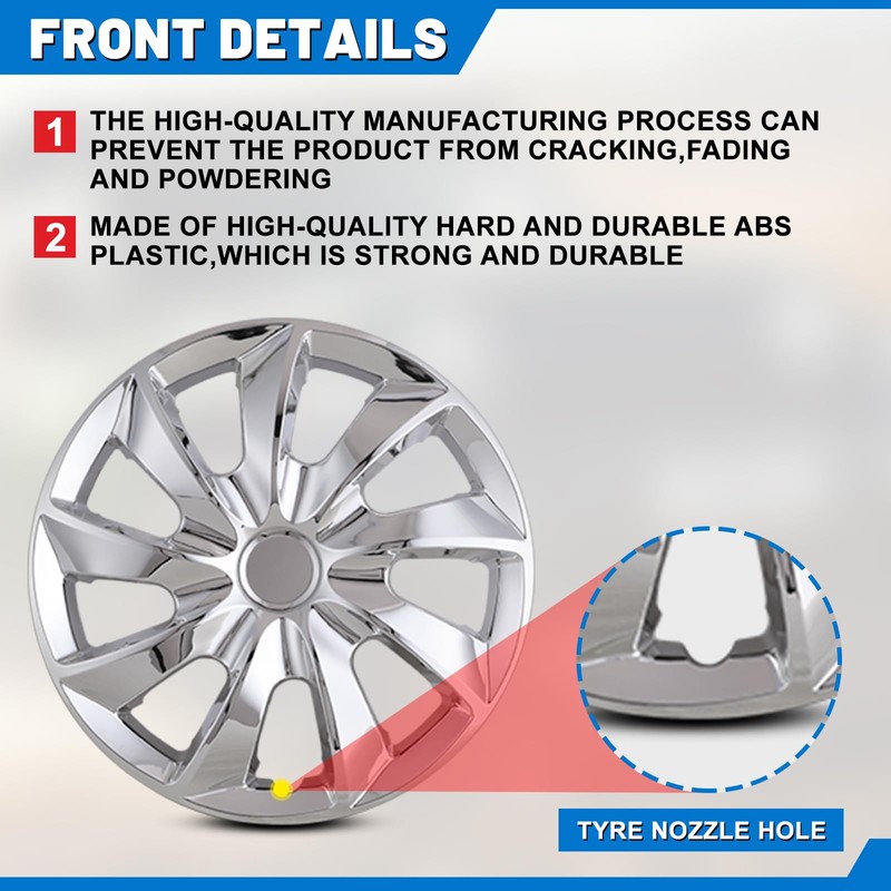 4-Pack 17 Inch Wheel Rim Cover Hubcaps, AUTOWIKI Special Design