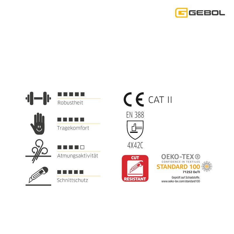 Gebol Master Cut C Plus Work Gloves with Cut Protection,