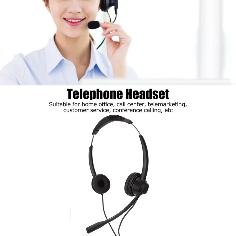 2.5mm Business Headset Binaural Corded Headset with HD Mic for
