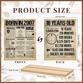 Benjia 18th Birthday Table Sign with Stand Happy 18 Years Old Birthday Signs Holder Table Display Vintage Born in 2007 UK Acrylic Poster Bday Gift Party Supply Home Decor For Men Women 20x25 cm