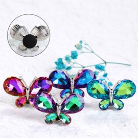 4PCS Crystal Butterfly Beach Bag Shoes Accessories Charms Alloy Glass Charms Compatible with Bogg Bags Women Accessories for Party and Birthday Gifts - Light Green