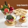 ECWAY Glass Salad Bowls with Bamboo Lids & Utensils Set