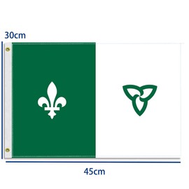 12×18 inch Franco-Ontarian Nautical Flag, 30×45 CM Small 100D Franco-Ontarien Outdoor Banner,Tiny Doube Side Printing Decor For Patio Garden With Brass Gromment
