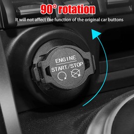 zipelo Car Push to Start Button Cover, Vehicle Interior Engine Ignition Switch Protection Button Cover Sticker, Auto One Button Start Stop Decor Cover, Universal for RV SUV Truck (Gray Dark)