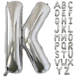 KALOR 40 Inch Silver Letter K Balloons Jumbo Foil Mylar Helium Big Balloons for Birthday Party Anniversary Baby Shower Supplies