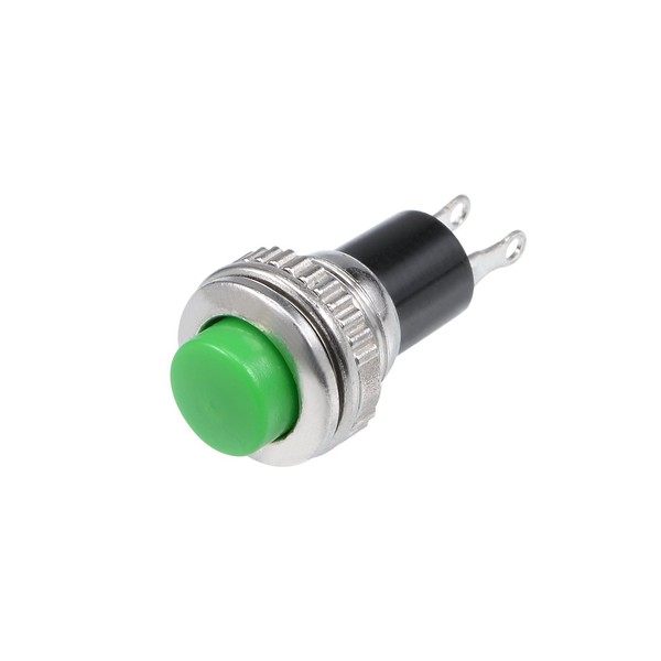 Sourcingmap 5pcs 10mm Momentary Plastic Push Button Switch Green Round