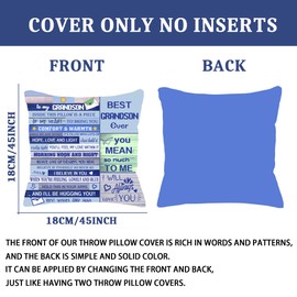 Bommex Gift for Grandson Ideas Double-sided Cushion Cover Throw Pillow Cover for Grandson from Grandma Grandad Grandson Graduation Gift Birthday Gift Thanksgiving Gift (GRANDSON)