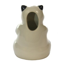 CUTE BLACK & WHITE CERAMIC PANDA COCKTAIL TIKI MUG 6" TALL HOLDING BAMBOO